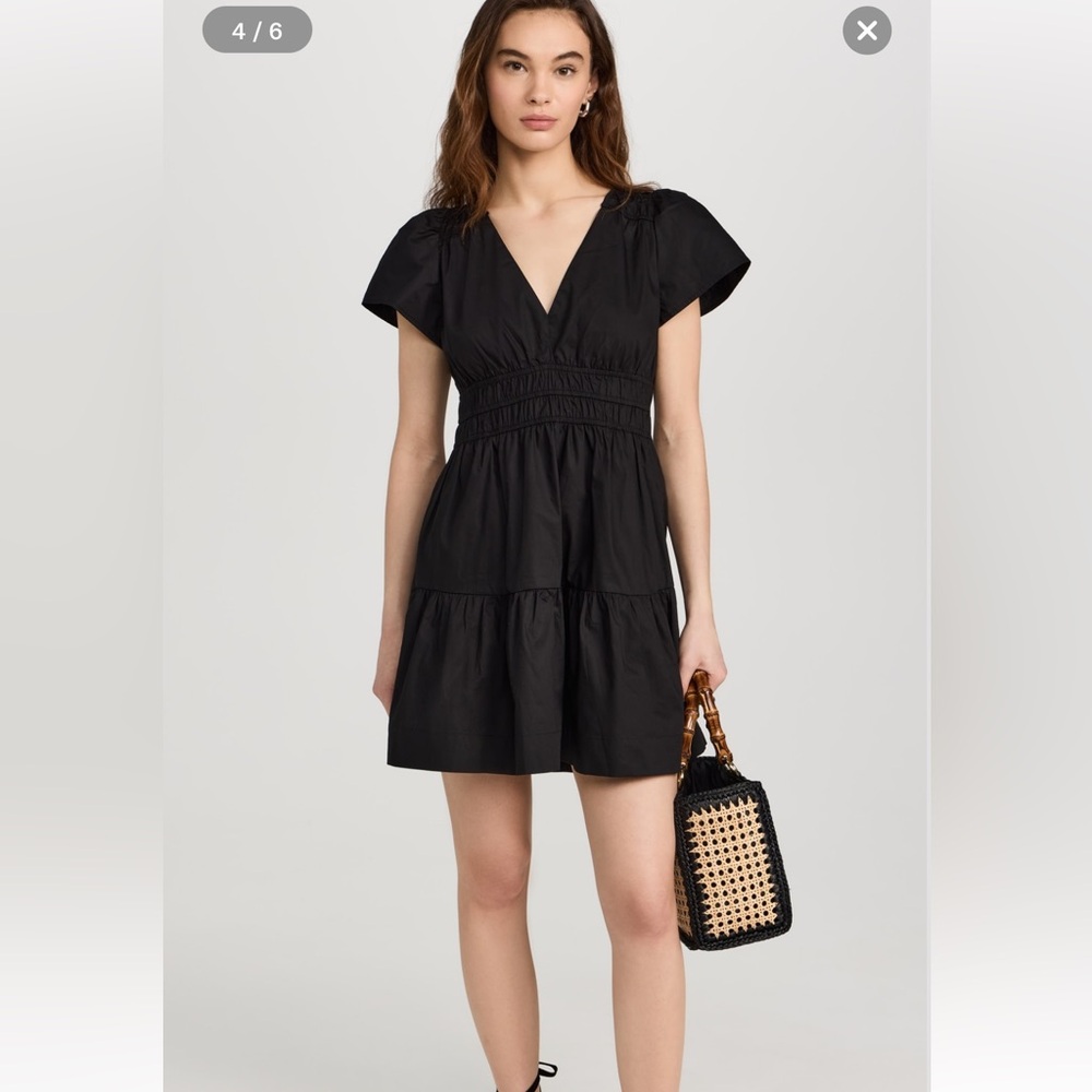 Marea Black Flutter Sleeve V-Neck Mini Dress